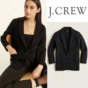 J.Crew Cecile Relaxed Sweater-Blazer Cardigan Jacket M Black Wool Blend BF013